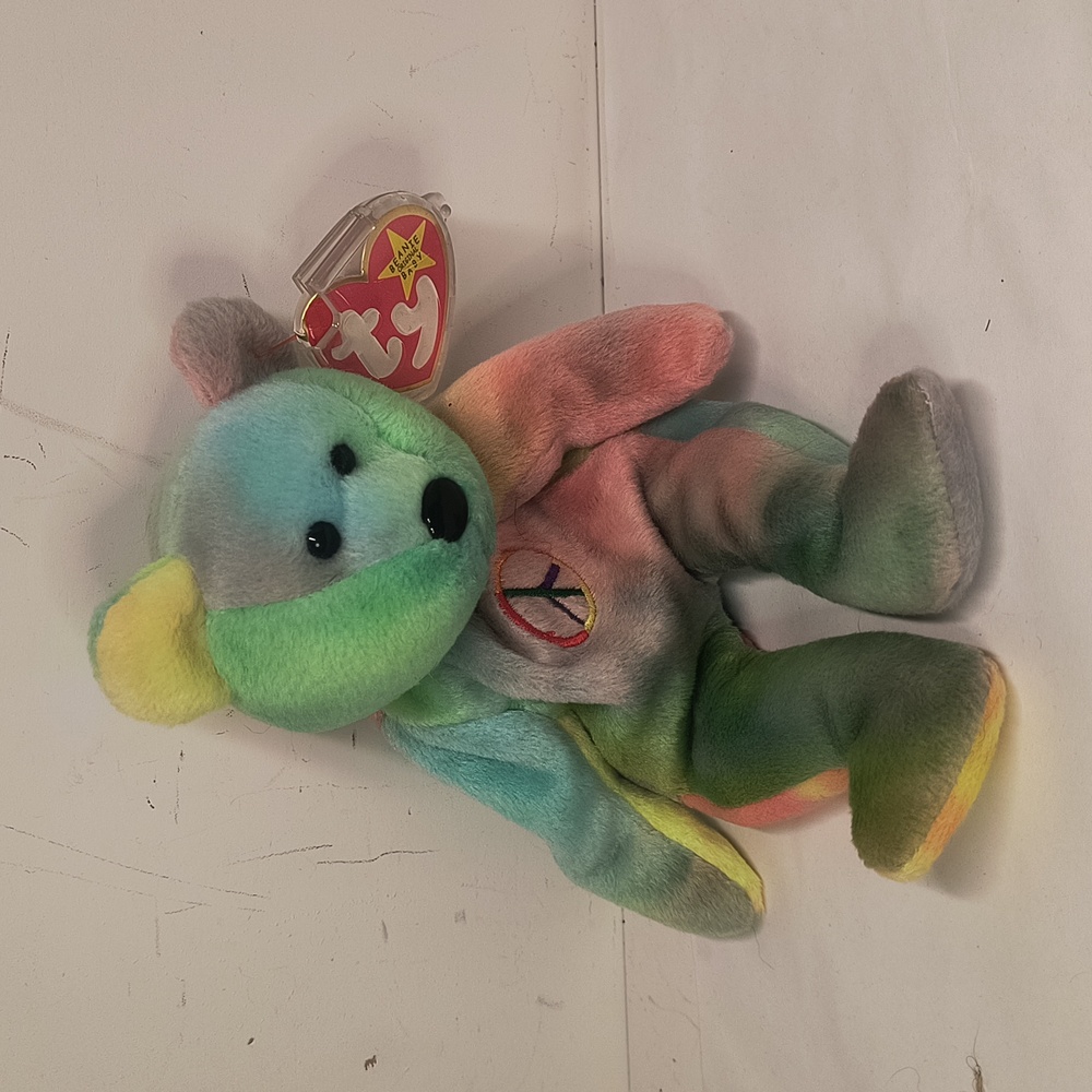 TY Beanie Baby - PEACE the Ty-Dyed Bear (Green/Blue) (8.5 inch)